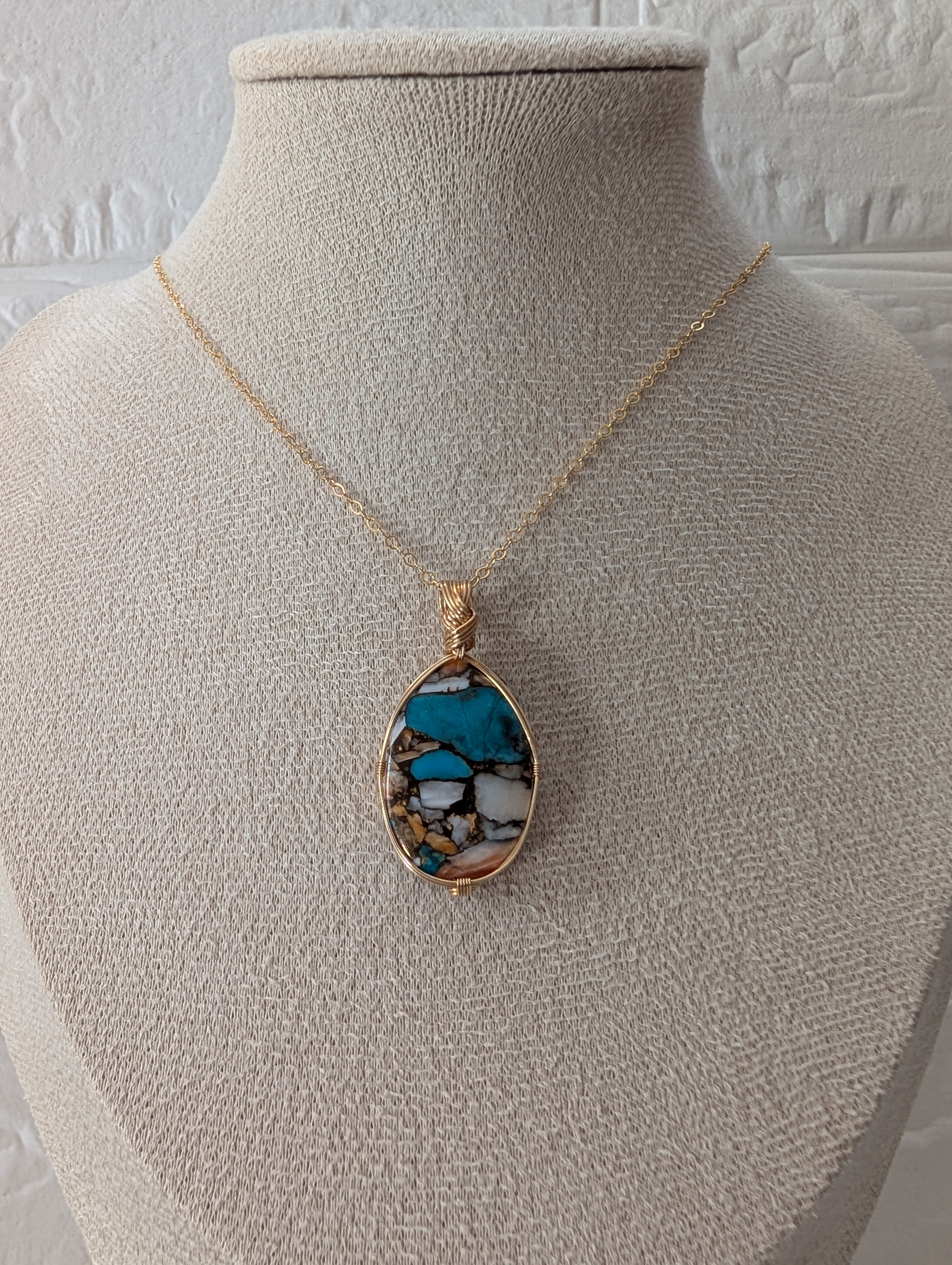 女神巻き® 　オイスターコッパーターコイズ　 ペンダントトップ