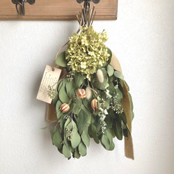 アナベルとユーカリのスワッグ ドライフラワー スワッグ Eucalyptus