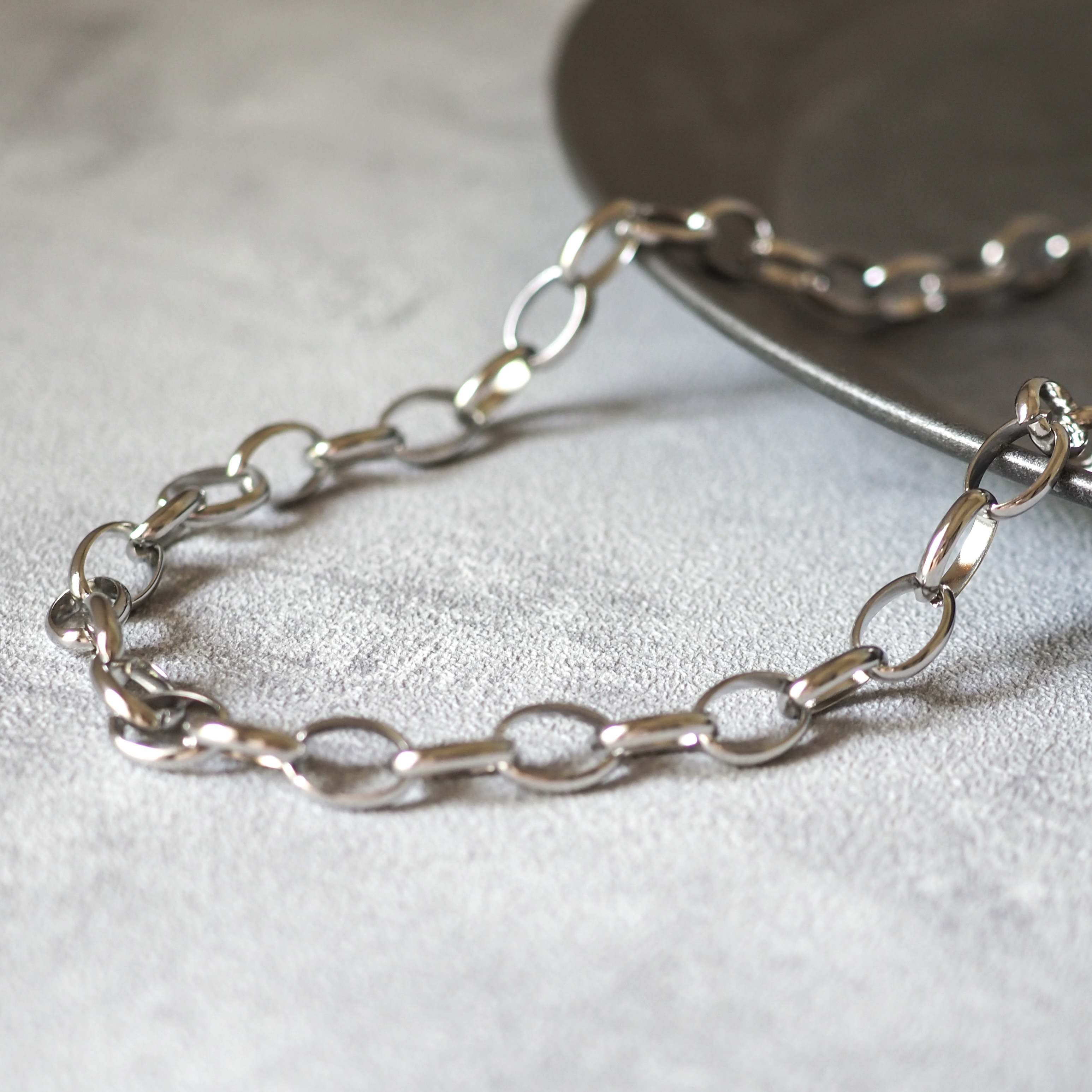 Y字にも！アレルギー対応 ボリュームチェーンリング ネックレス シルバー サージカルステンレス N143