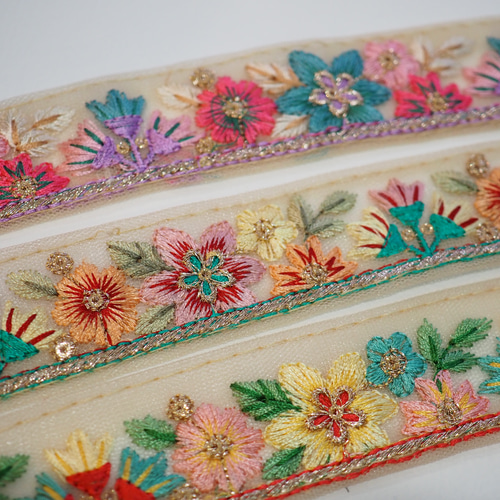 SALE】インド刺繍リボン(3カラー) 32mm 2m リボン・テープ AMBER 通販 