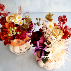 （リニューアル✨）かぼちゃ頭のhappyハロウィンアレンジカボチャアレンジ2段重ね 5枚目の画像