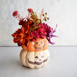 （リニューアル✨）かぼちゃ頭のhappyハロウィンアレンジカボチャアレンジ2段重ね 8枚目の画像