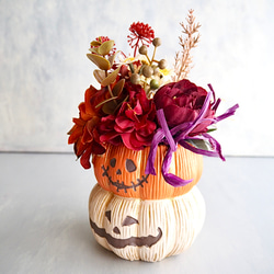 （リニューアル✨）かぼちゃ頭のhappyハロウィンアレンジカボチャアレンジ2段重ね 7枚目の画像