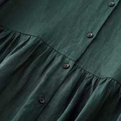 秋◆春◆綿麻ワンピース◆コットンリネン◆通勤◆通学◆ダークグリーン 3枚目の画像