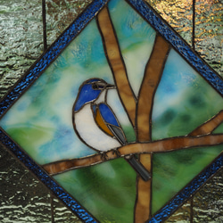 「ルリビタキのパネル」　ステンドグラス　パネル　鳥 4枚目の画像