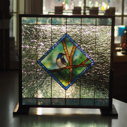 「ルリビタキのパネル」　ステンドグラス　パネル　鳥 5枚目の画像