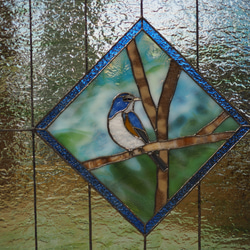 「ルリビタキのパネル」　ステンドグラス　パネル　鳥 3枚目の画像