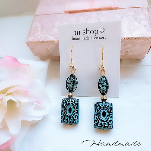 ハンドメイドピアス ピアス（フック・チェーン） m shop 通販｜Creema 