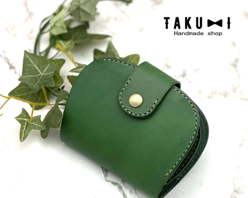 イタリアンレザーの可愛らしい財布・グリーン その他ミニ財布