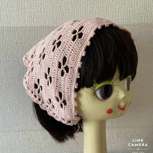 バブーシュカ 春夏コットンレース糸 ピンク ヘッドアクセサリー ヘッド