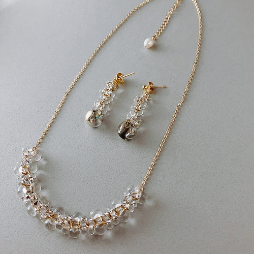 【eL+1】Beads Short Necklace おねコラボ クリア 天然石 eL+1】Beads Short Necklace | [公式]ジーナシス （JEANASIS）通販