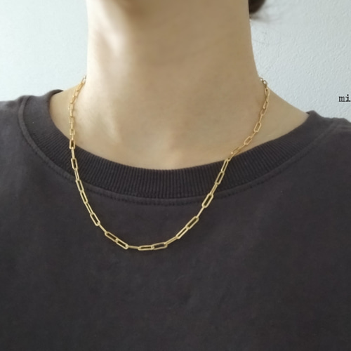 14Kgf} シンプル クリップチェーンネックレス *40cm-47cm・3mm