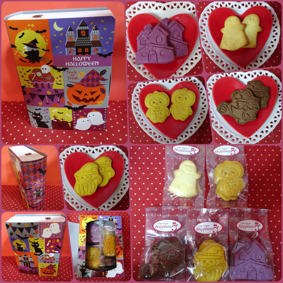 カラフルハロウィンブック型ケースにハロウィンクッキー5袋詰め合わせ