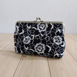 モノトーンのバネ口ポーチ ミニポーチ 8cm口金 クリスマス グレー 583