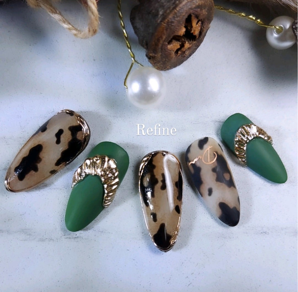 No.3【サイズオーダー】アニマル、秋ネイル、ぼかしカウ、レオパード