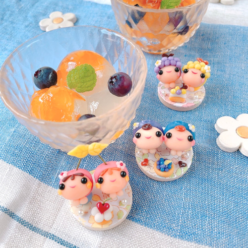 8月＞集めてかわいい♡シリーズ/フルーツ・さくらんぼ・ブルーベリー 