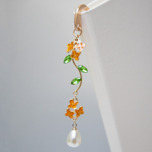 金木犀のブックマーカー しおり イニシャルチャーム・誕生石付【プチ