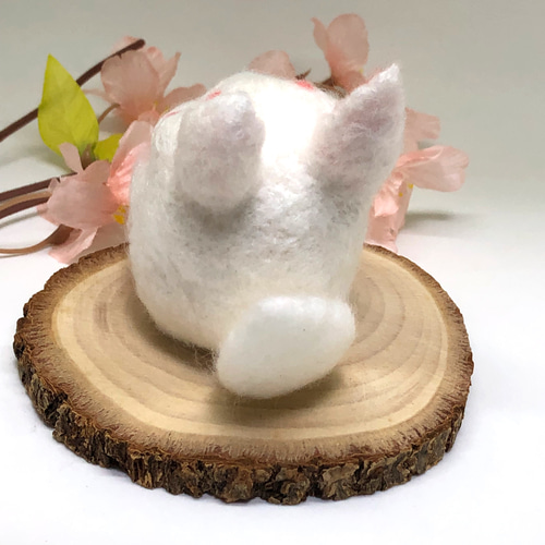 ◇大福キツネ 白キツネ さくら 桜 幻獣 【羊毛フェルト人形】 羊毛