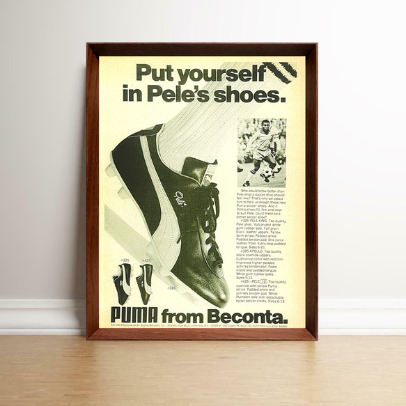 プーマ サッカースパイク アメリカ ヴィンテージ 雑誌 広告 額付