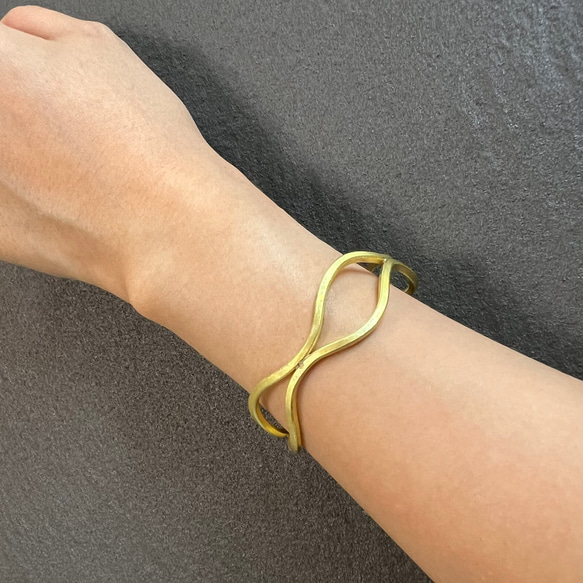 Creema限定  真鍮バングル  アンティークゴールド  ビンテージカラー　送料無料　BB031 4枚目の画像