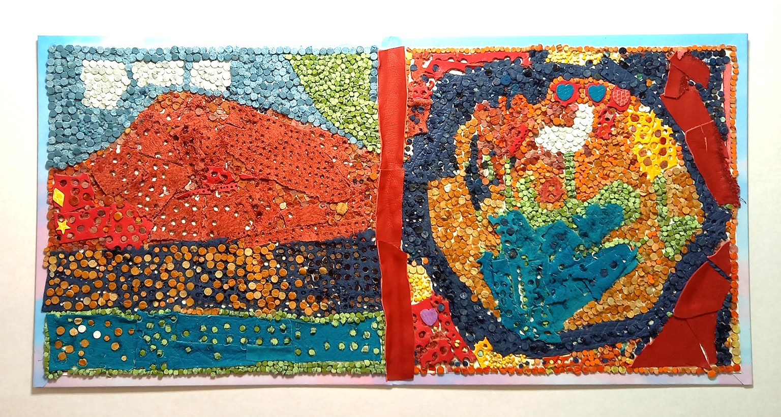 レザーアート貼り絵　～赤ふじ・花がきれいな～　[cr_mo_0823_06]