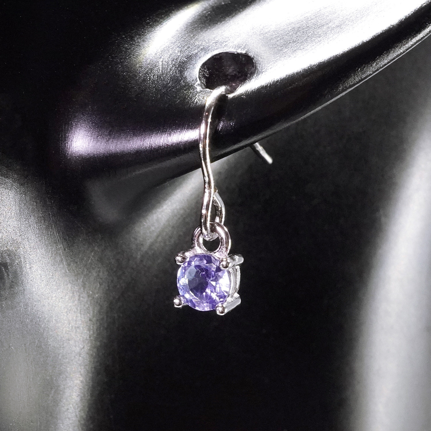 天然石 4㎜ タンザナイト フック ピアス ペア