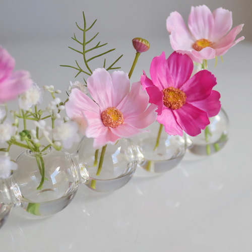 ずっと咲いてる》ベルギーのガラス花瓶6連コスモスのハーモニーバブル