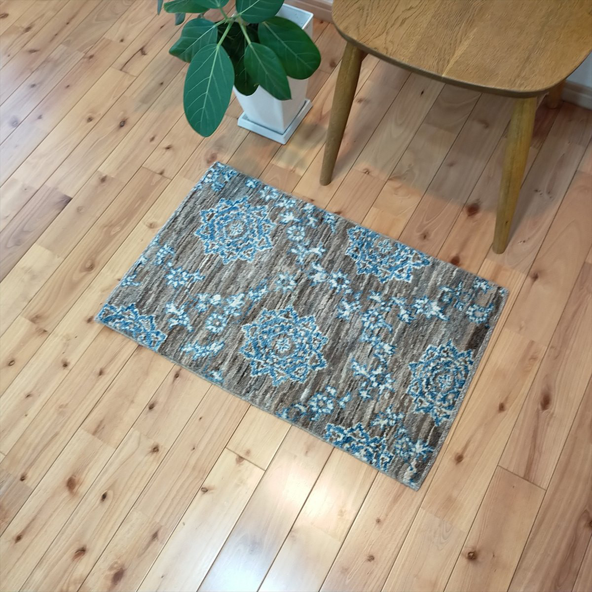 【秋のお試しキャンペーン】天然ラグ　ガゼニラハット　玄関　91×60 藍色ブルー 秋のお試しキャンペーン】天然ラグガゼニラハット玄関91×60 藍色