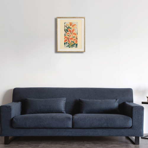 『百合リリー』ユリの花 墨絵アート 水墨画 インテリアアート 雑貨ギフト 絵画 6,500『Lilium Lily〜百合リリー』花 墨絵アート 水墨画
