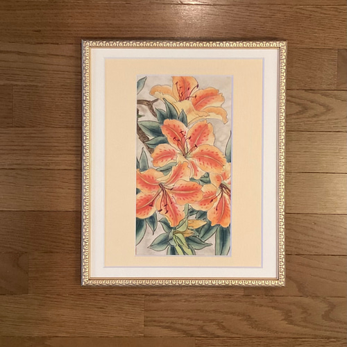 スモールアート　水墨画直筆　百合 6,500『Lilium Lily〜百合リリー』花 墨絵アート 水墨画