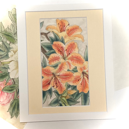 6,500『Lilium Lily〜百合リリー』花 墨絵アート 水墨画