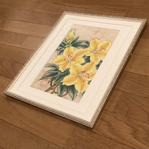 6,500『Lilium Lily〜百合リリー』花 墨絵アート 水墨画
