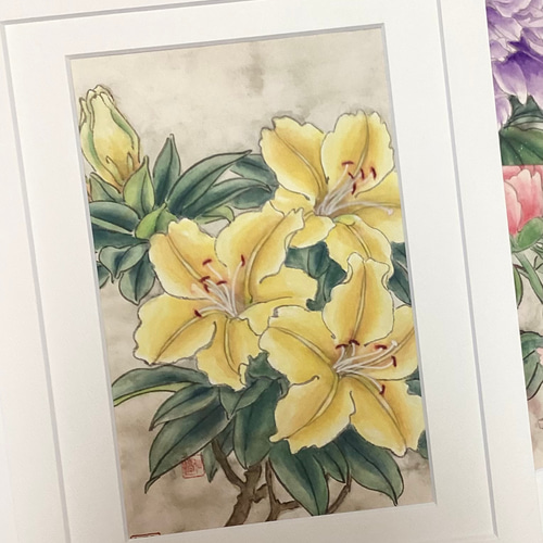 『百合リリー』ユリの花 墨絵アート 水墨画 インテリアアート 雑貨ギフト 絵画 5,500『Pure Lilies〜百合リリー』ユリの花 墨絵アート 水墨画