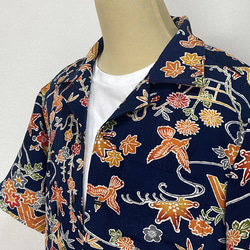 即日発送 着物リメイク アロハシャツ 和柄 メンズ アロハシャツ 着物リメイク 和柄 メンズ シャツ・ブラウス
