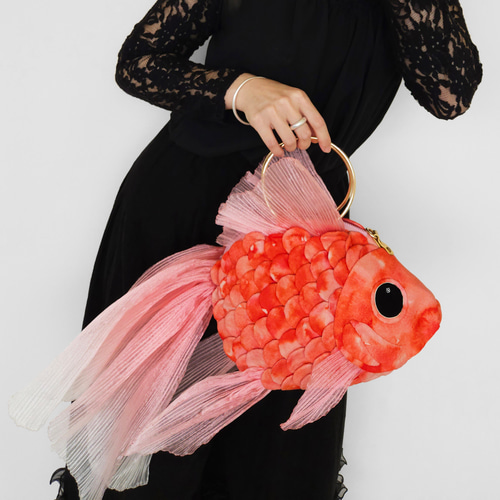 花火金魚バッグ サンライズレッド (大) トートバッグ ショルダー 斜 