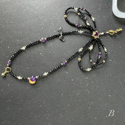 紫水晶x黑尖晶x藍月光x白母貝 手機掛繩｜六芒星 蝴蝶結 暗黑風 第15張的照片