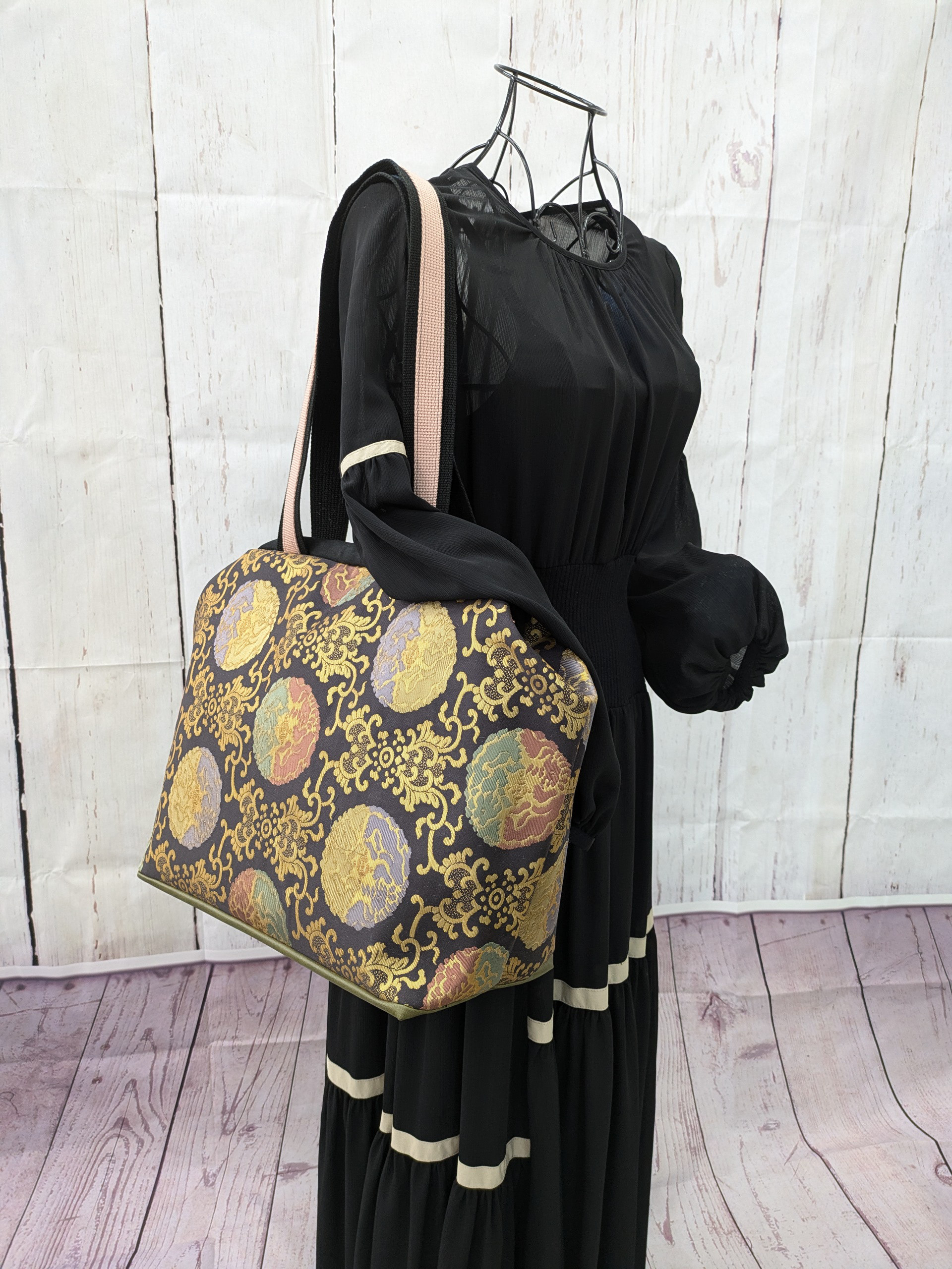 『オビカラbag』　LLタイプ　手提げ、ばね口金、トートバッグ　　送料無料