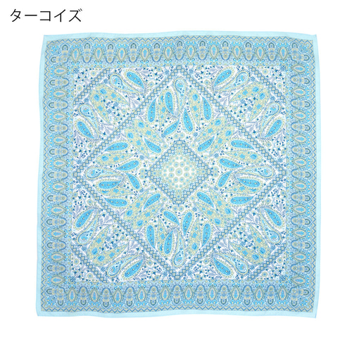 小判シルクスカーフ＞【Marcaオリジナル】フラワーペイズリー (FPU-049