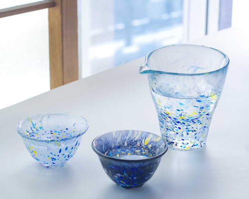 メンズ人気・父の日】初夏の紫陽花ラッピング｜うきよ／花酒器セット