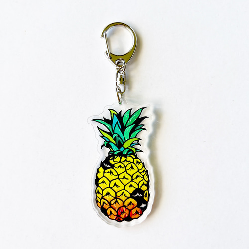 pineapple パイナップル キーホルダー【切り絵×ちぎり絵】アクリル