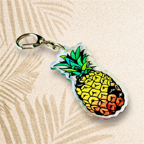 pineapple パイナップル キーホルダー【切り絵×ちぎり絵】アクリル