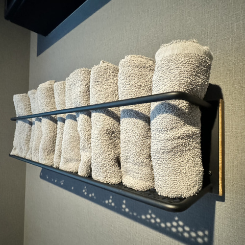 送料無料】壁付タオルストッカー 横型 アイアン ウッド バス・トイレ