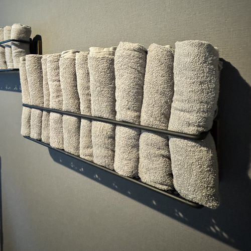 送料無料】壁付タオルストッカー 横型 アイアン ウッド バス・トイレ