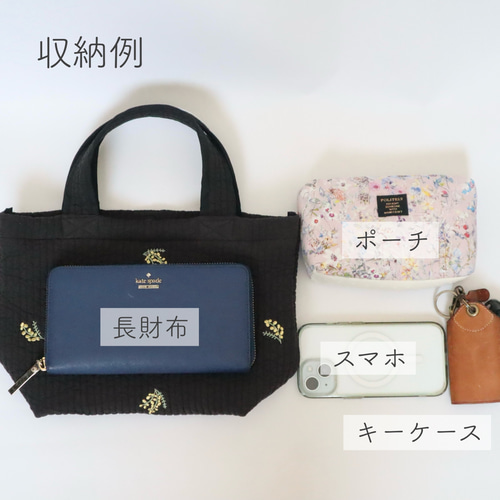 ヌビ ミニ トートバッグ 刺繍 ミモザ 軽量 洗濯可 ワンマイル サブ