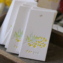 ForYouタグ【30枚】※ミモザ 活版印刷 (35×70mm) 3枚目の画像