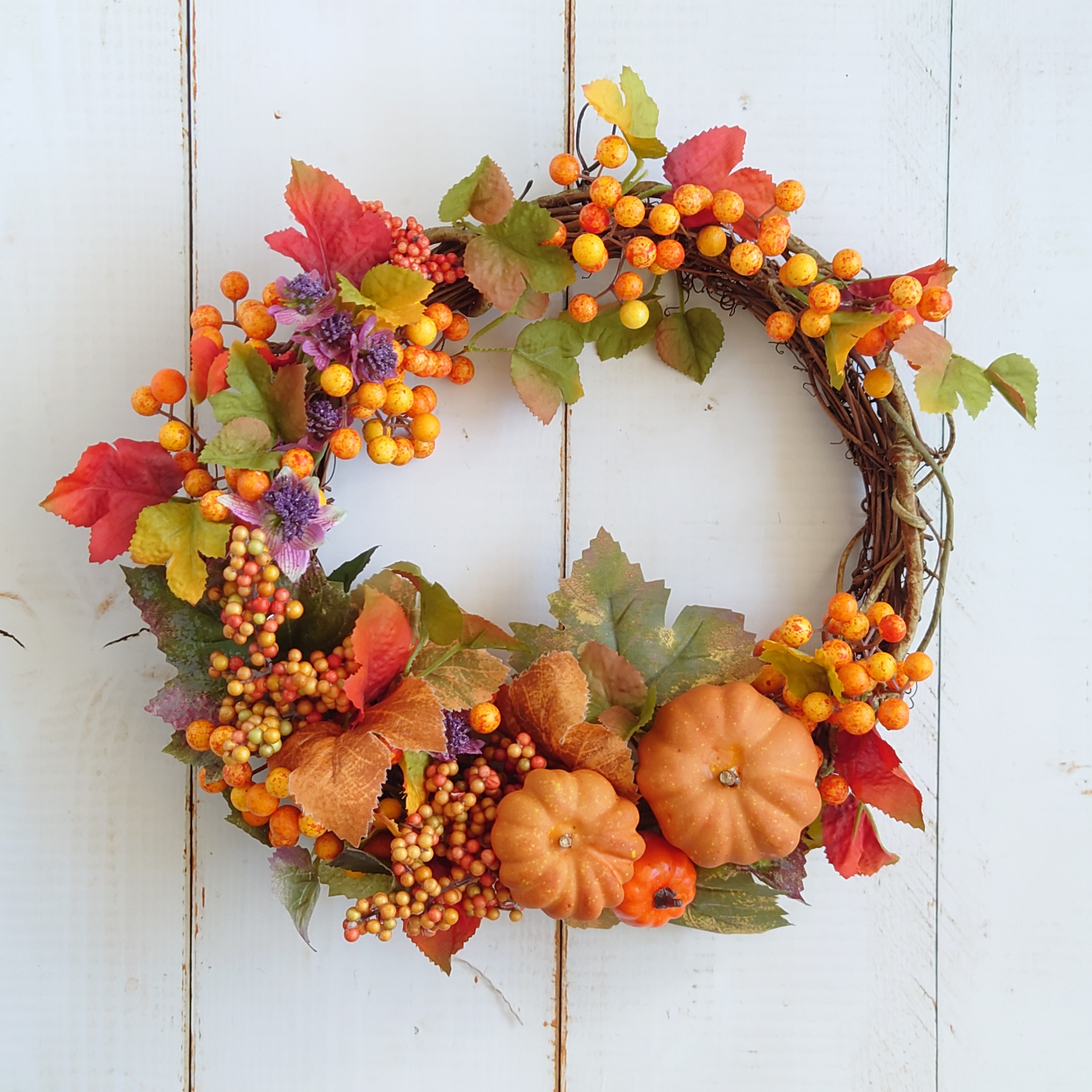 専用＊Halloween＊パンプキン＆オリーブ　シックナチュラル フェイクリース ハロウィンナチュラルリース ハロウィン パンプキン オータム