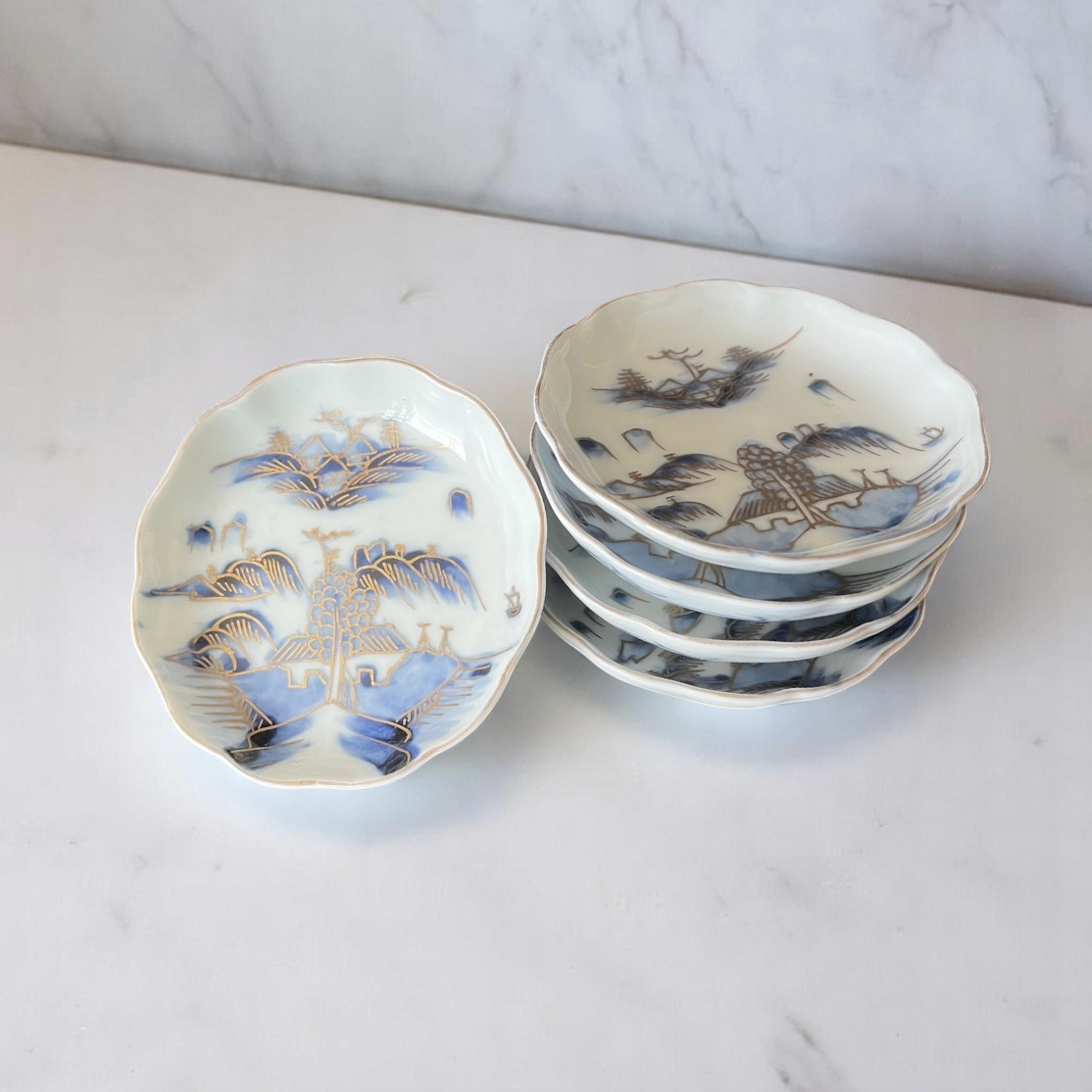 九谷石橋図豆皿５枚 幕末〜明治期 16,280円