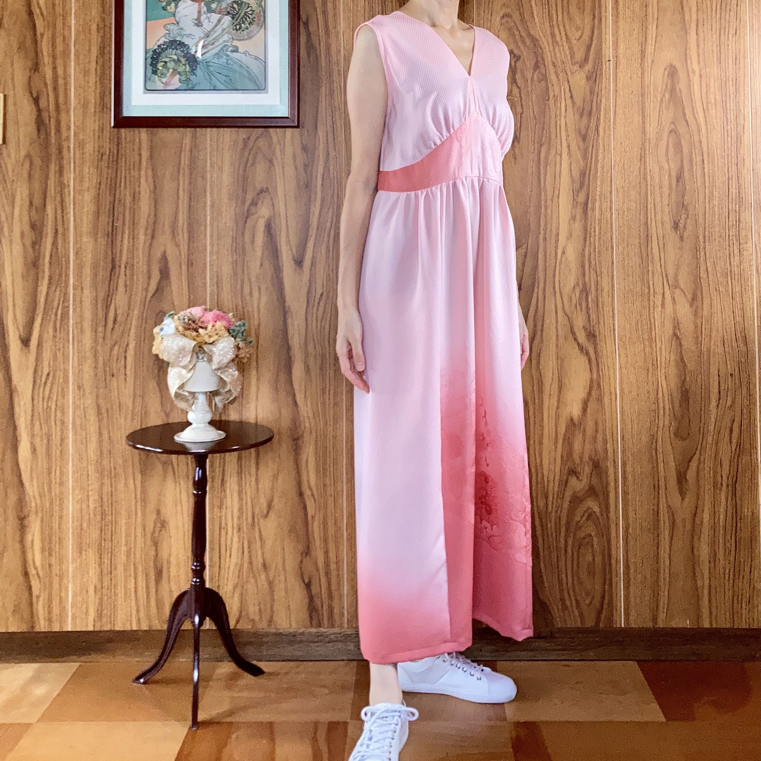 ◇新品 紬 シルク ドレス オフホワイト ベージュ 着物 リメイク
