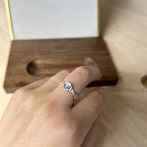 SV925〕ムーンストーンの削り出しシルバーリング【11号】 指輪・リング
