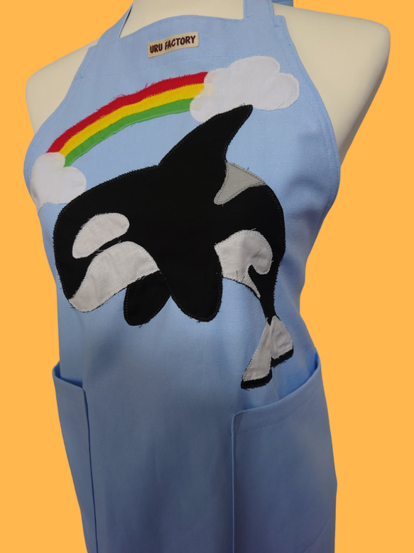 シャチとうみがめのアップリケエプロン ^^ シャチとうみがめのアップリケエプロン